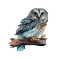 ancien aquarelle hibou . ai généré png