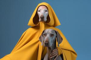 AI Generated Weimaraner dogs in futuristic style photo