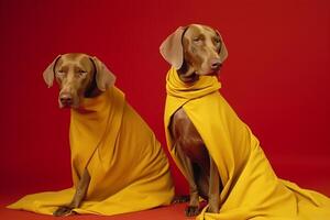 Weimaraner dogs in futuristic style photo