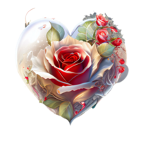 Rosa corazón fantasía . ai generado png