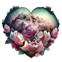 Rosa corazón fantasía . ai generado png