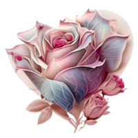 Rosa corazón fantasía . ai generado png