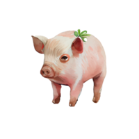 Watercolor Pig . AI Generated png