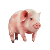 Watercolor Pig . AI Generated png
