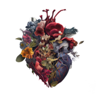 The human heart made out of beautiful flowers . AI Generated png