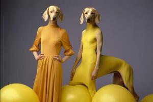 Weimaraner dogs in futuristic style photo