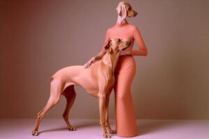 Weimaraner dogs in futuristic style photo