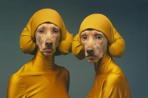 Weimaraner dogs in futuristic style photo