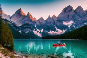 Braies Lake with Seekofel mount on background by photo