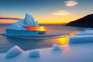 iceberg in the ocean sunrise or sunset by photo