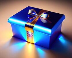 gift box with magical shining light by photo