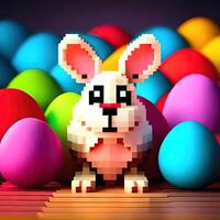 Easter Bunny and colorful eggs illustration photo