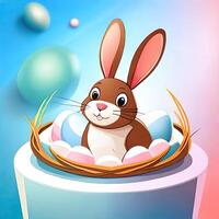 Easter Bunny and colorful eggs illustration photo