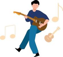 el chico es aprendizaje el guitarra. vector