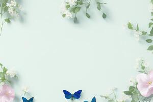 The spring flower frame mockup with . photo
