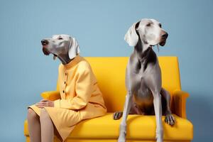 weimaraner dogs in futuristic style photo