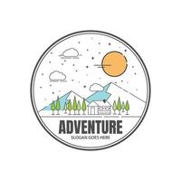 Line art adventure logo template vector