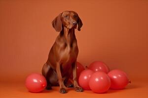 AI Generated dogs with balloons photo