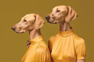 AI Generated dog heads on human bodies photo