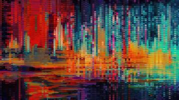 Colorful Digital Glitch Art Distortion Illustration Background with photo