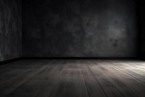 Close Up of An Empty Room Dark Wall and Floor Texture Illustration Background Mock Up with photo