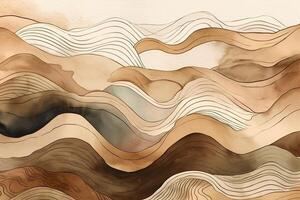 Minimalist Abstract Line Beige Color Illustration Background with photo