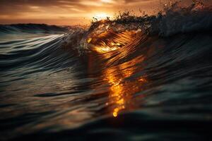 Wave Water at Sunset Shot Illustration Background with photo