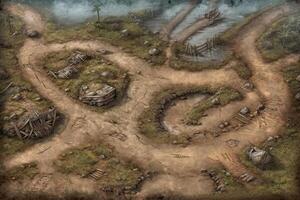 Muddy Battlefield Map Trenches Game Resources Illustration Background with photo