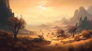 Dessert Fantasy Backdrop Concept Art Realistic Illustration Background with photo