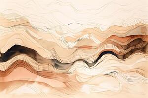 Minimalist Abstract Line Beige Color Illustration Background with photo