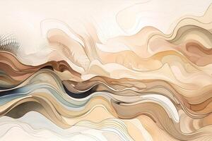 Minimalist Abstract Line Beige Color Illustration Background with photo