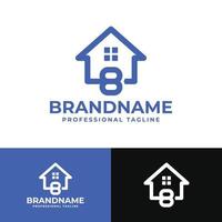 Number 8 Home Logo, Suitable for any business related to house, real estate, construction, interior with Number 8. vector