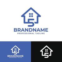 Number 5 Home Logo, Suitable for any business related to house, real estate, construction, interior with Number 5. vector