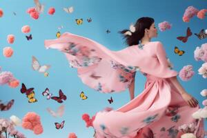 woman with flowers, spring concept photo