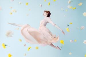 woman with flowers, spring concept photo