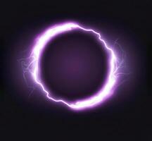 Lightning round frame. on the dark background plasma magical portal. ball light effect, circle light, overlay effect, ART photo