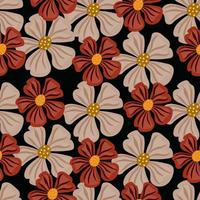 Chamomile flower endless background. Abstract floral seamless pattern in simple style. vector