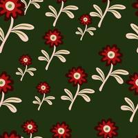 Cute flower seamless pattern in simple style. Hand drawn floral endless background. vector