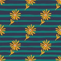 Decorative simple chamomile flower seamless pattern. Simple floral endless background. vector