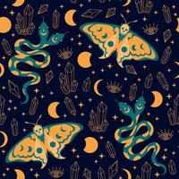 Vector pattern with a snake and a night moth