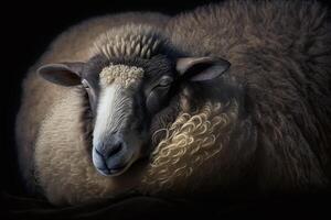 The sheep is asleep. Count sheep before they go to sleep. photo