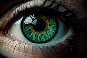 el ojo de un mujer, el verde ojo de un joven muchacha. generativo ai foto