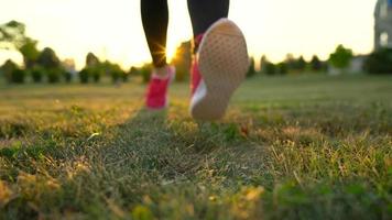 Running shoes - woman tying shoe laces. Slow Motion video