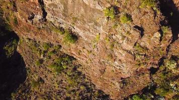 se från de höjd av de stenar och lindning väg i de masca på solnedgång, teneriffa, kanariefågel öar, Spanien. video