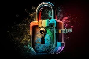 The concepts of security and data privacy, the lock symbol and Internet security, protection of personal data. photo