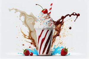 Delicious freak shake on white background. photo