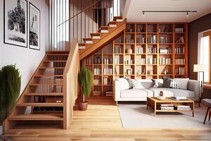 Home library interior design. photo