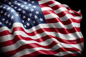 Happy labor day, United States Flag On Black Background. photo