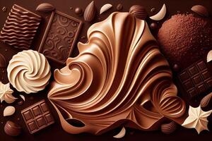 Assortment of delicious types of chocolate. photo