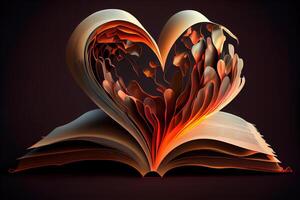 Book page in heart shape. photo